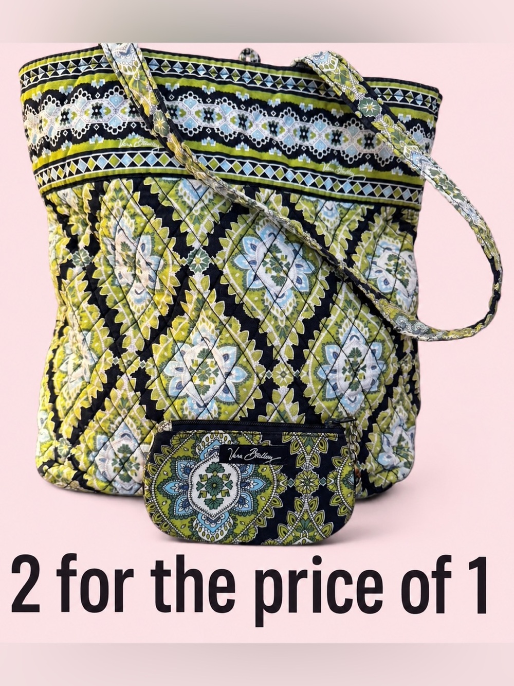 Vera Bradley Quilted Tote & Matching Zip Pouch in Classic Medallion Print